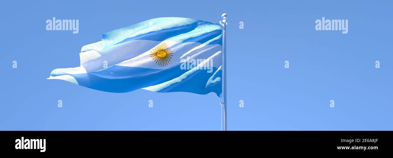 3D rendering of the national flag of Argentina waving in the wind Stock ...