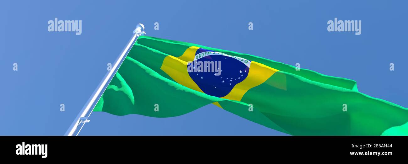 3D rendering of the national flag of Brazil waving in the wind Stock ...