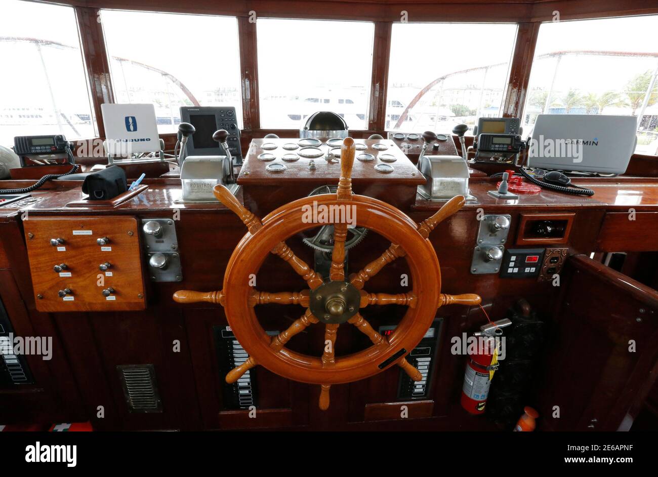 The bridge on the former presidential yacht, Honey Fitz, is ...