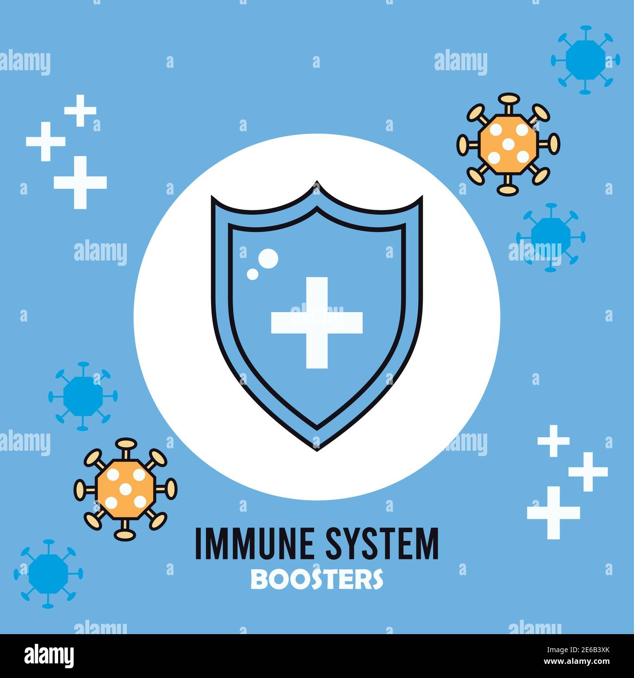 inmune system booster shield with covid19 particles vector illustration ...