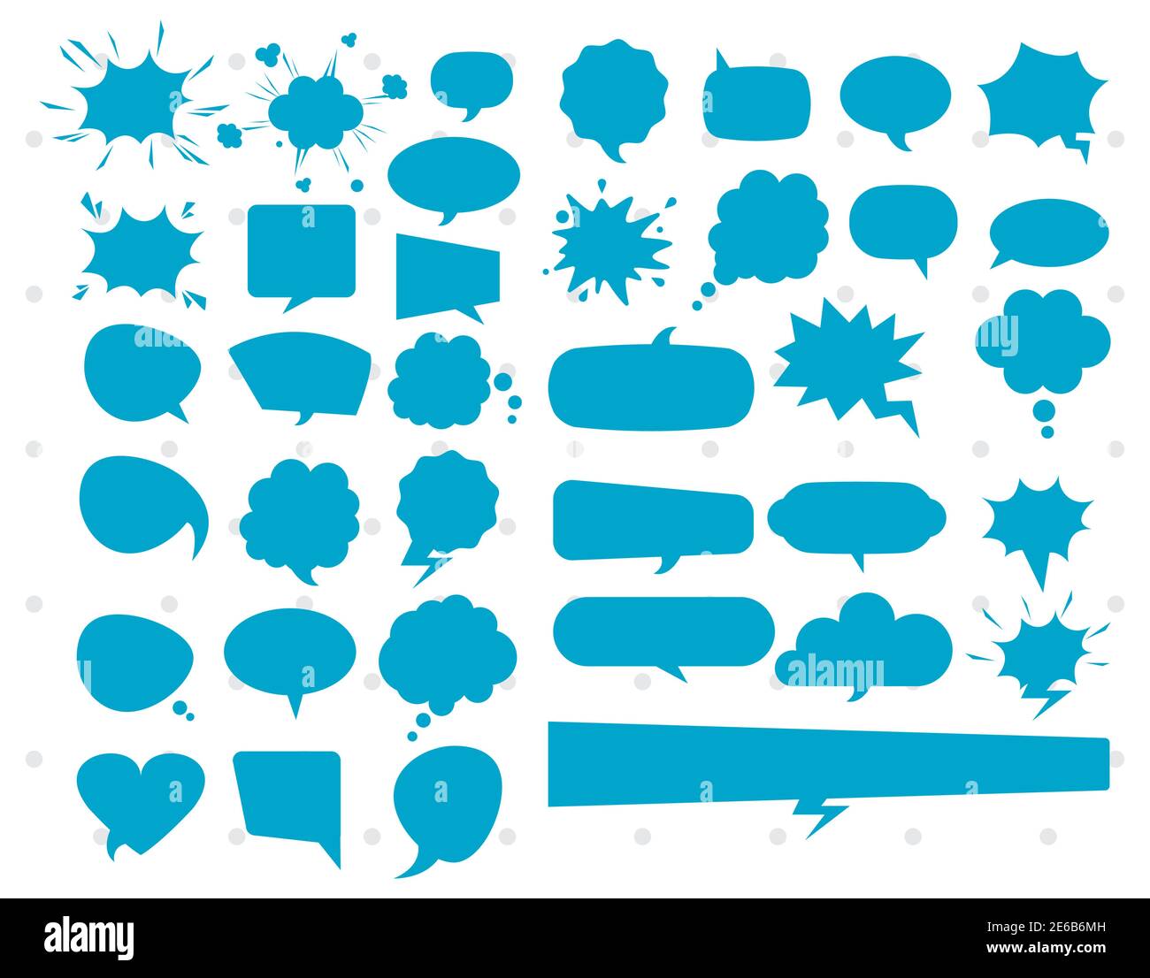 bundle of blue retro speech bubbles drawn pop art style vector ...