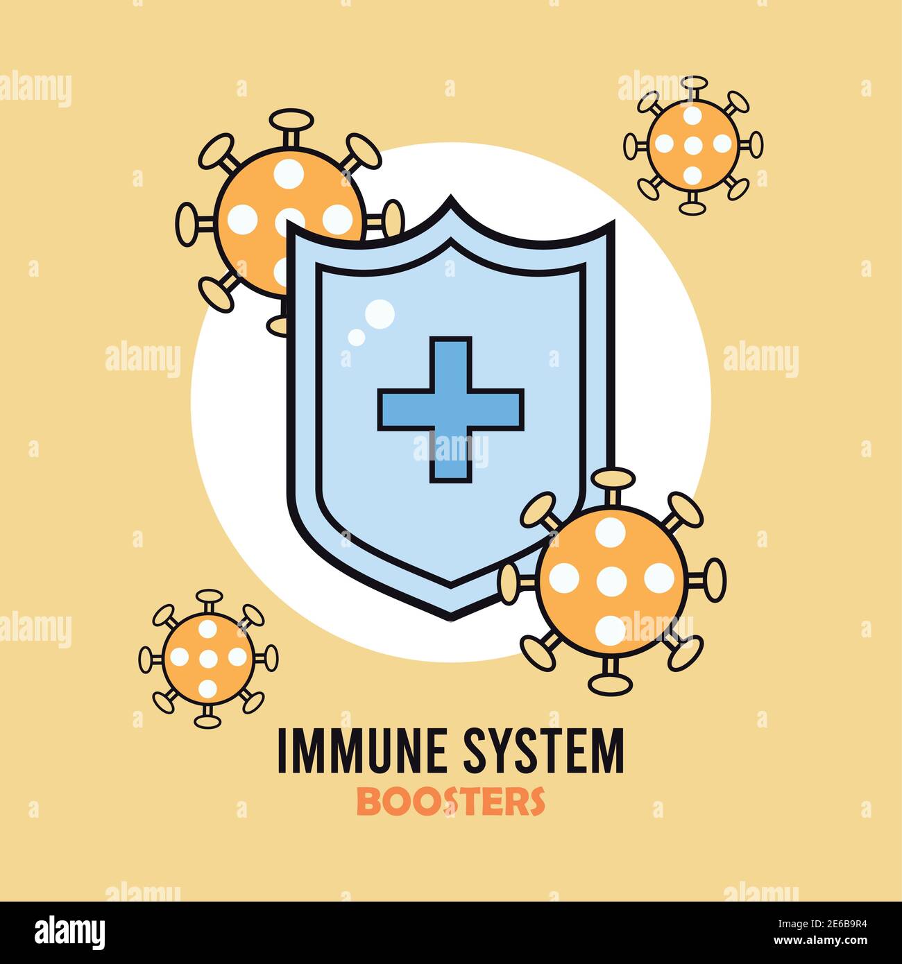 inmune system booster shield with covid19 particles vector illustration ...