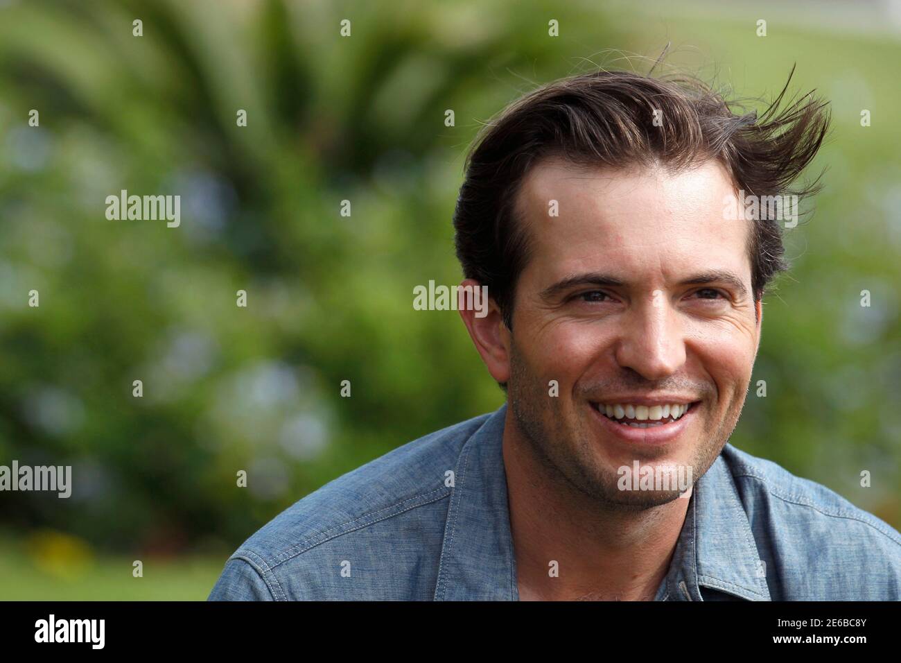 Tygh Runyan, actor of in-competition film 'Road to Nowhere' by Monte Hellman, smiles as he is interviewed during the 67th Venice International Film Festival September 10, 2010.      REUTERS/Alessandro Bianchi   (ITALY - Tags: ENTERTAINMENT) Stock Photo