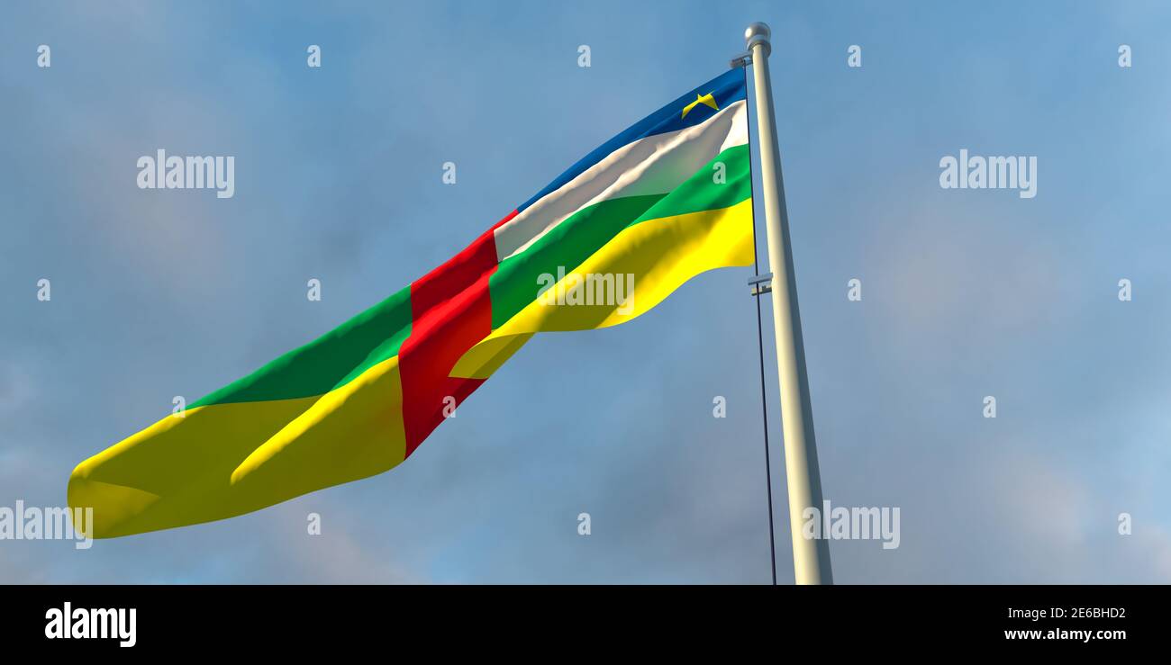 3d rendering of the national flag of the Central African Republic Stock ...