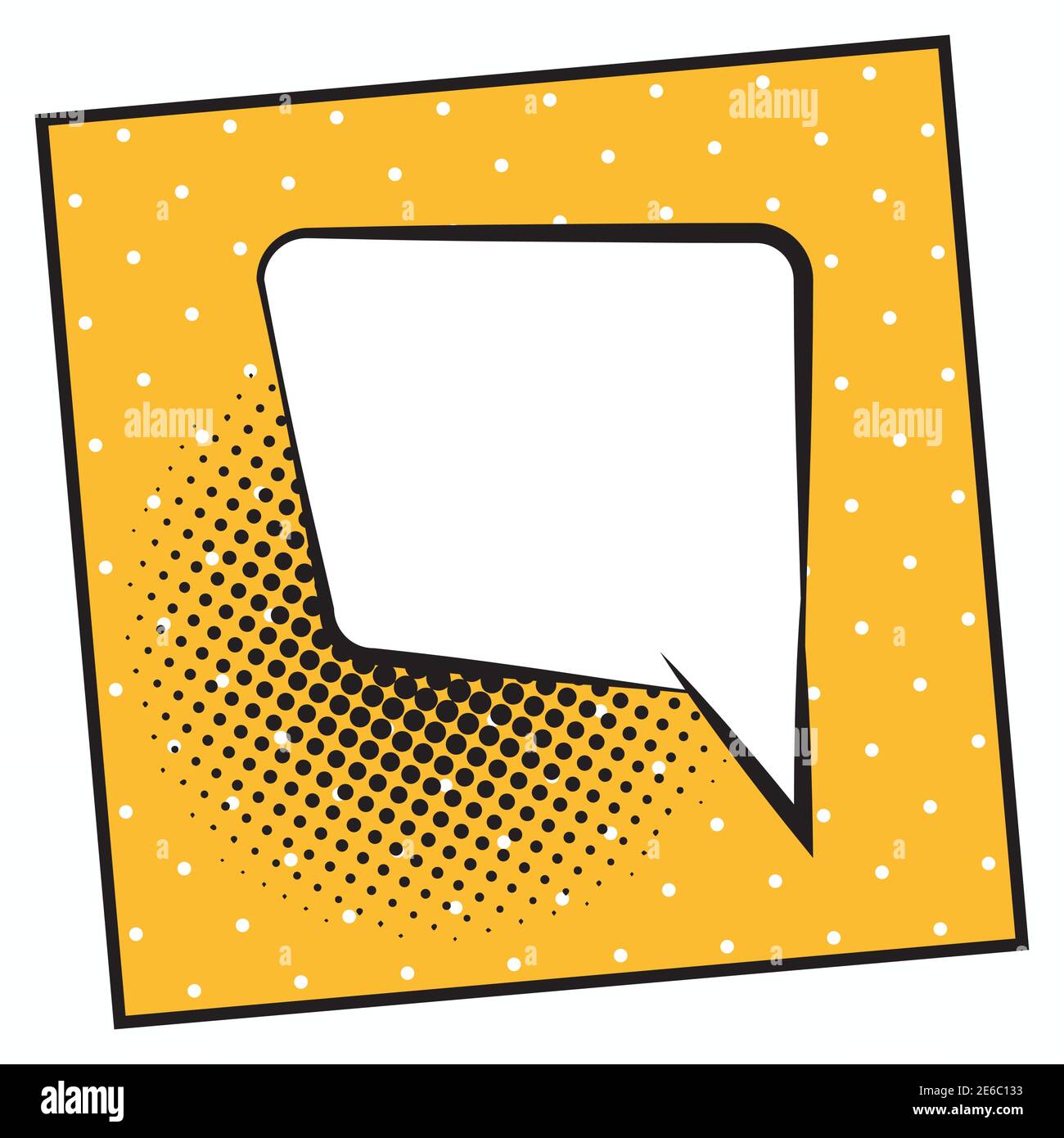 retro speech bubble drawn pop art style in yellow dotted background ...