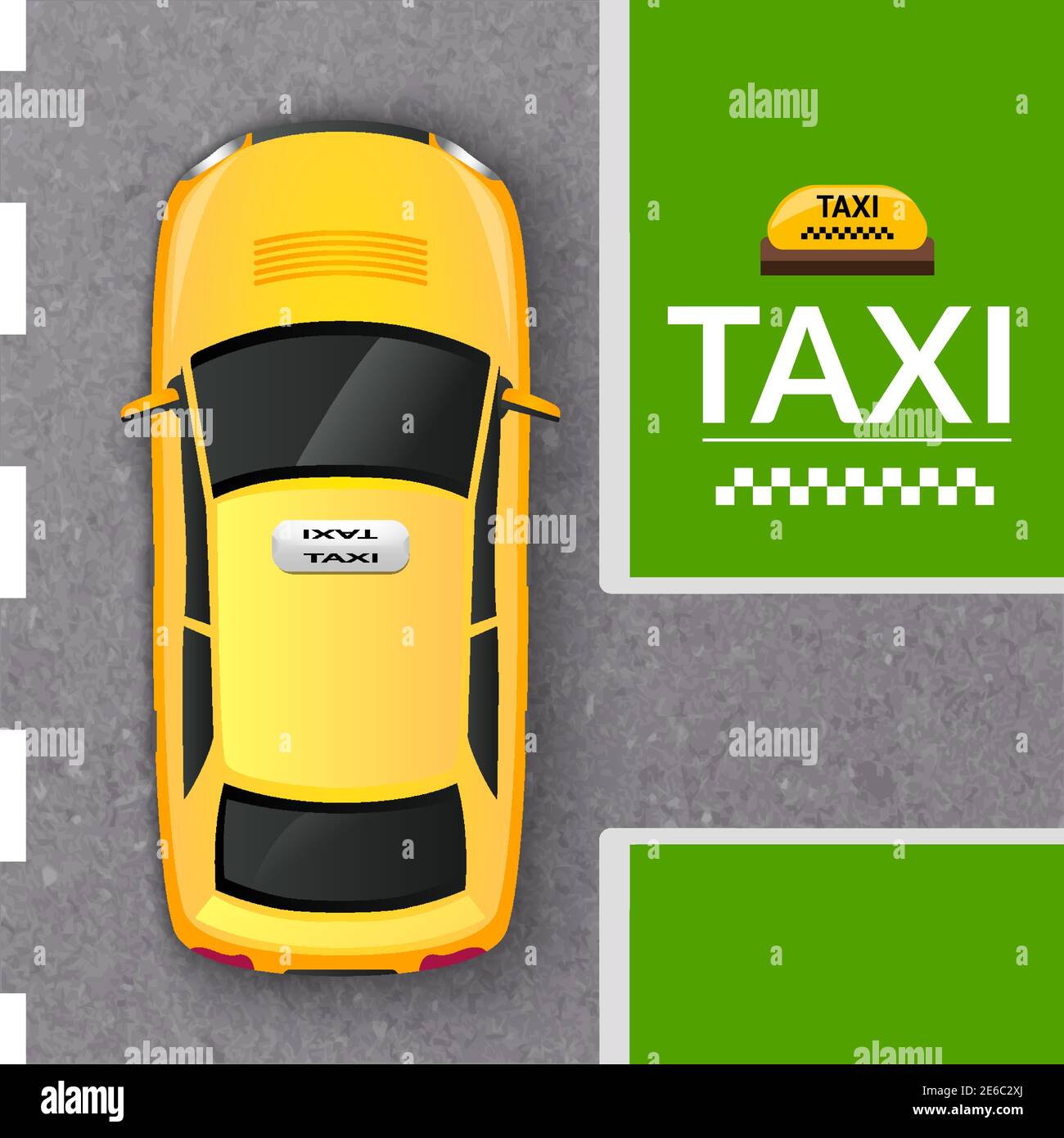 Public transportation company taxicab in the street top view from above flat pictogram abstract vector illustration Stock Vector
