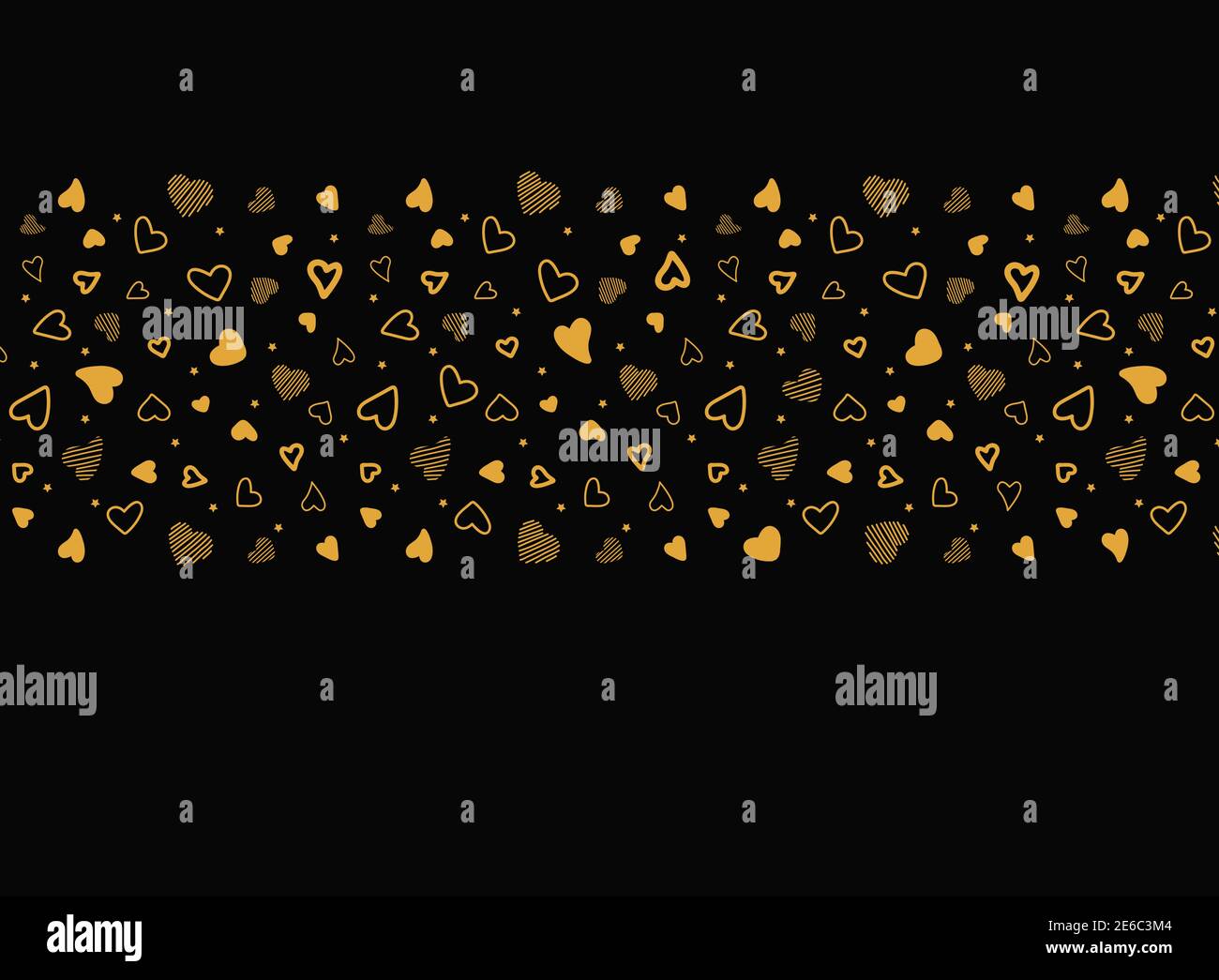 Seamless vector pattern gold hearts on black background. Gold pattern ...
