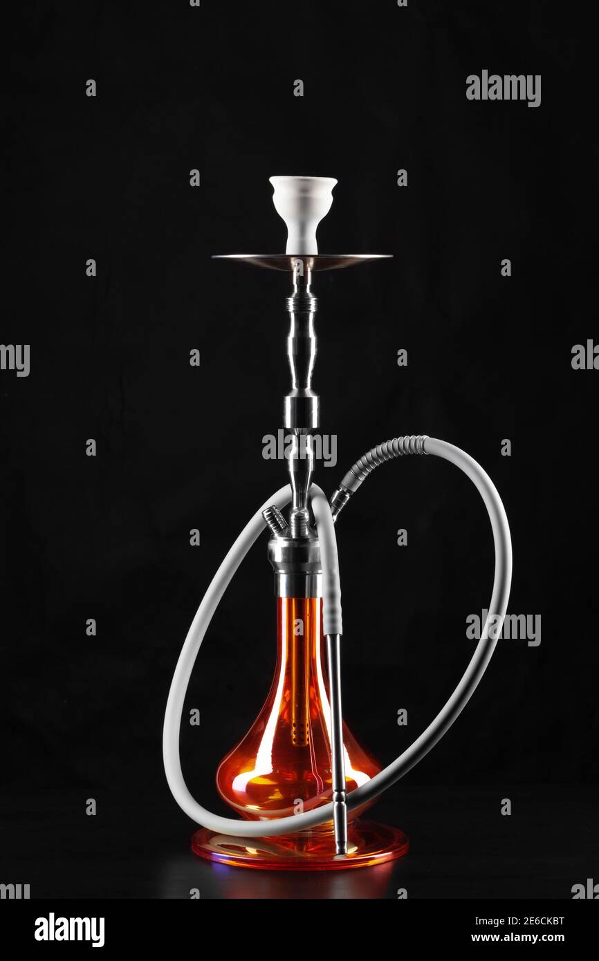 New hookah isolated on black background, copy space Stock Photo