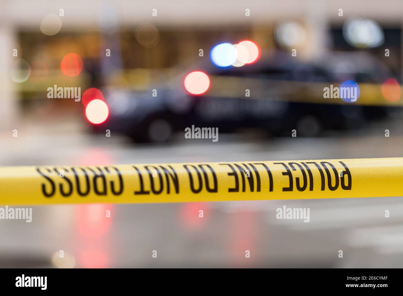 Police line at a shooting crime scene Stock Photo - Alamy