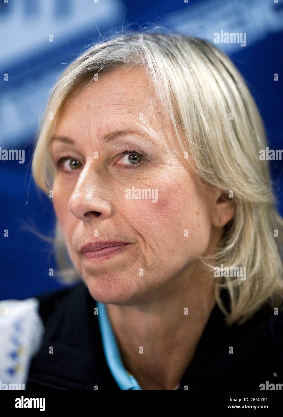 Martina Navratilova attends a news conference for the World Team Tennis Smash Hits fundraiser in Washington November 15, 2010. The event will raise money for the Elton John AIDS Foundation and local Washington, D.C. Area AIDS charities, according to the World Team Tennis website.  REUTERS/Joshua Roberts (UNITED STATES Stock Photo