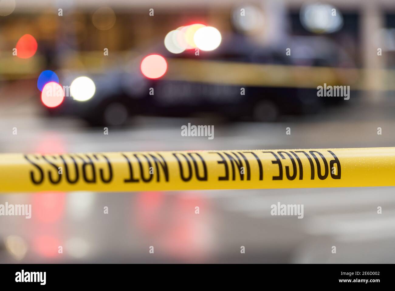 Police line at a shooting crime scene Stock Photo - Alamy