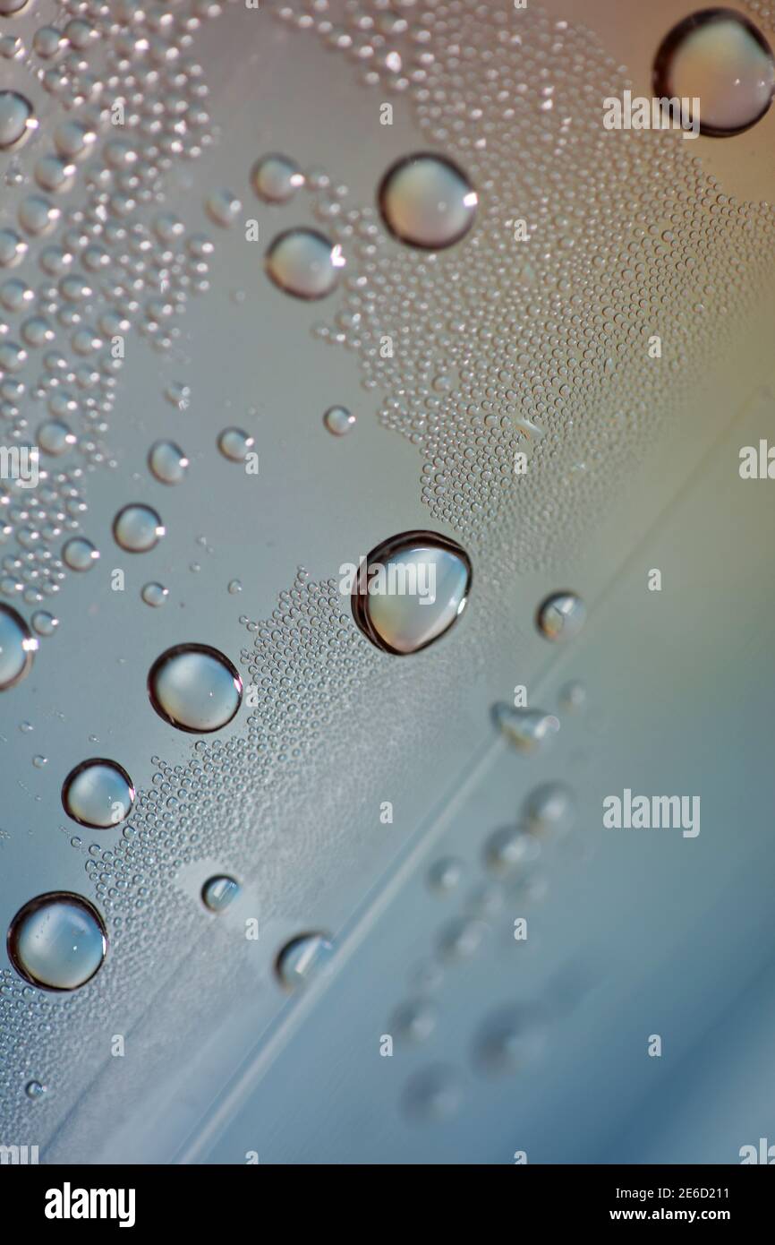 Water droplets in plastic bottle macro background high quality print Stock Photo