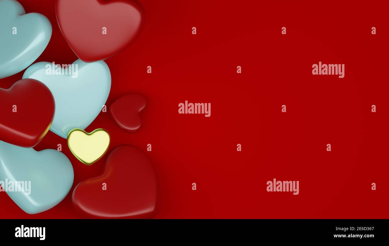 Valentines day card design with copy space. 3d illustration. 3d ...