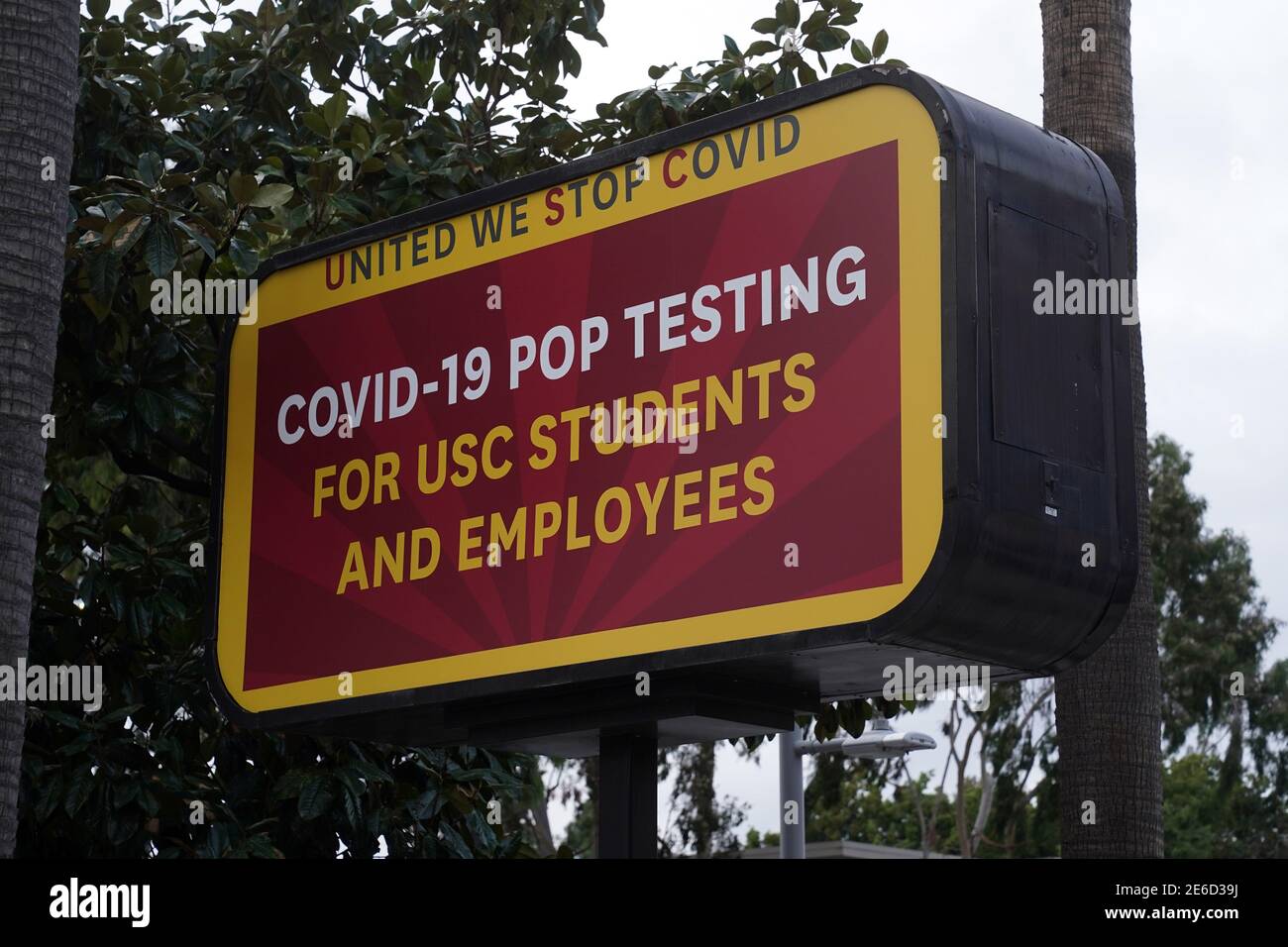 A COVID-19 Pop Testing site at the University of Southern California for students and employees, Thursday, Jan. 28, 2021, in Los Angeles. Stock Photo