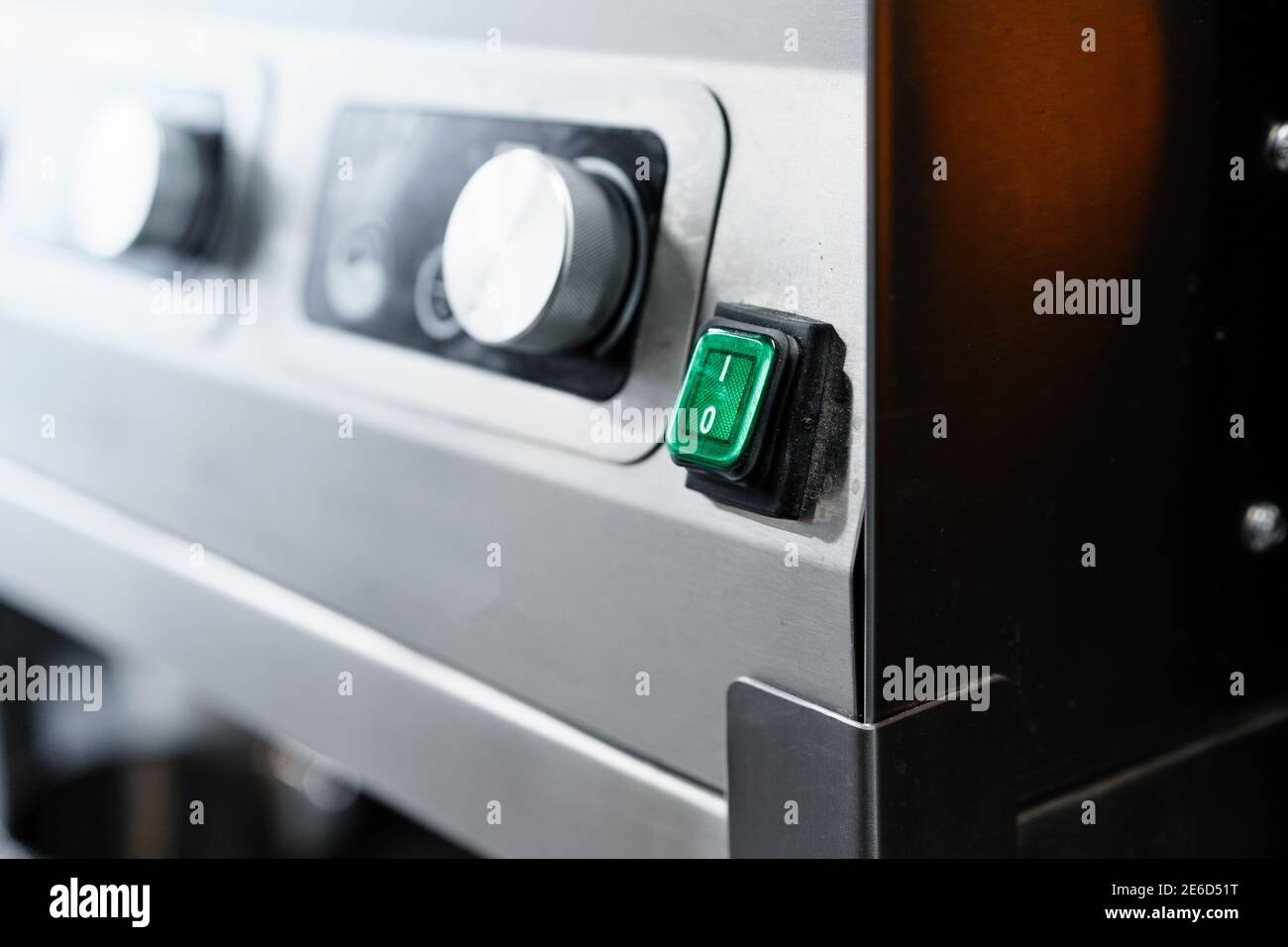 Commercial kitchen appliance temperature controls close up Stock Photo Alamy