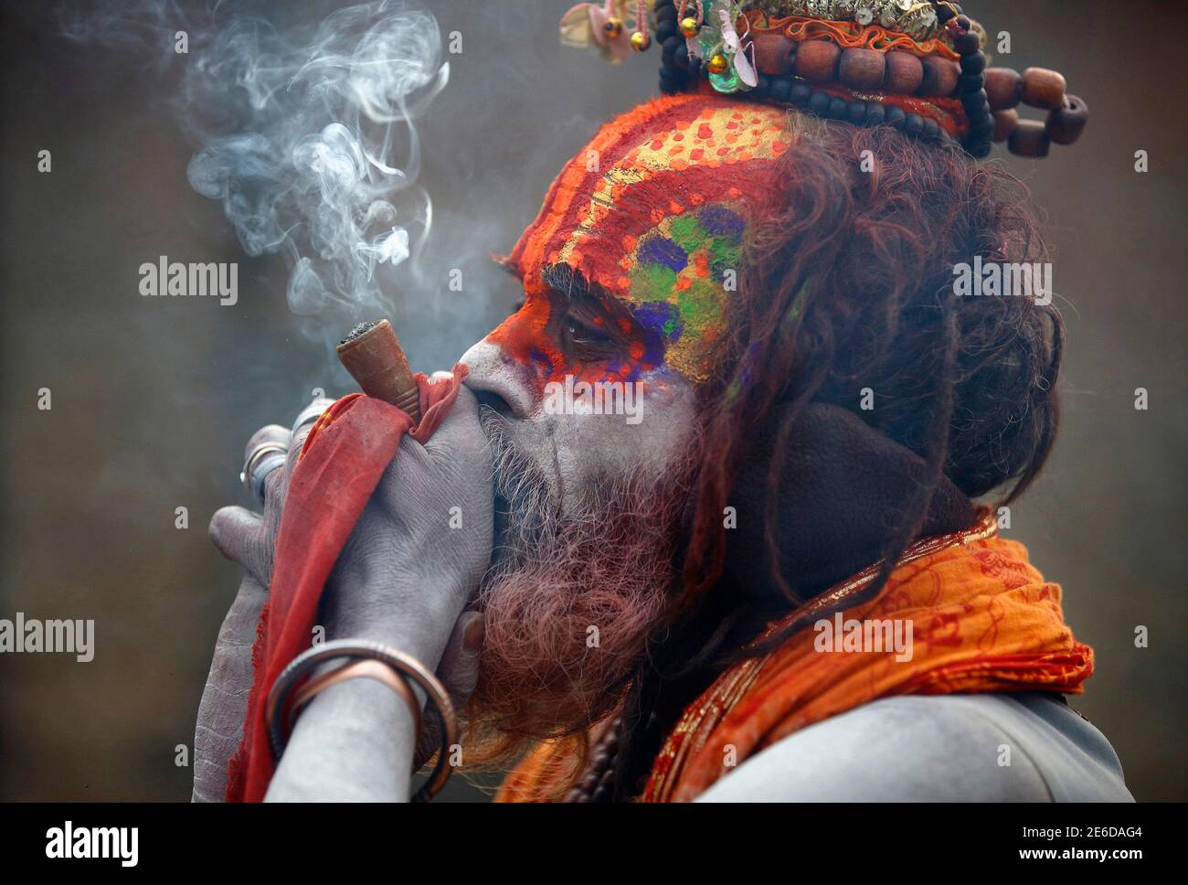 A Hindu Holy Man Or Sadhu Smokes Marijuana In A Chillum On The Premises Of Pashupatinath Temple In Kathmandu February 17 2015 Hindu Holy Men From Nepal And India Come To This