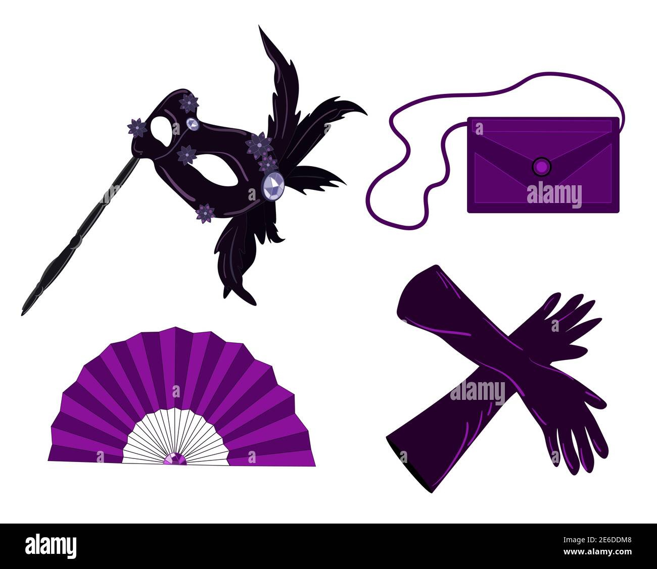 masquerade objects on white background isolated, vector illustration Stock Vector