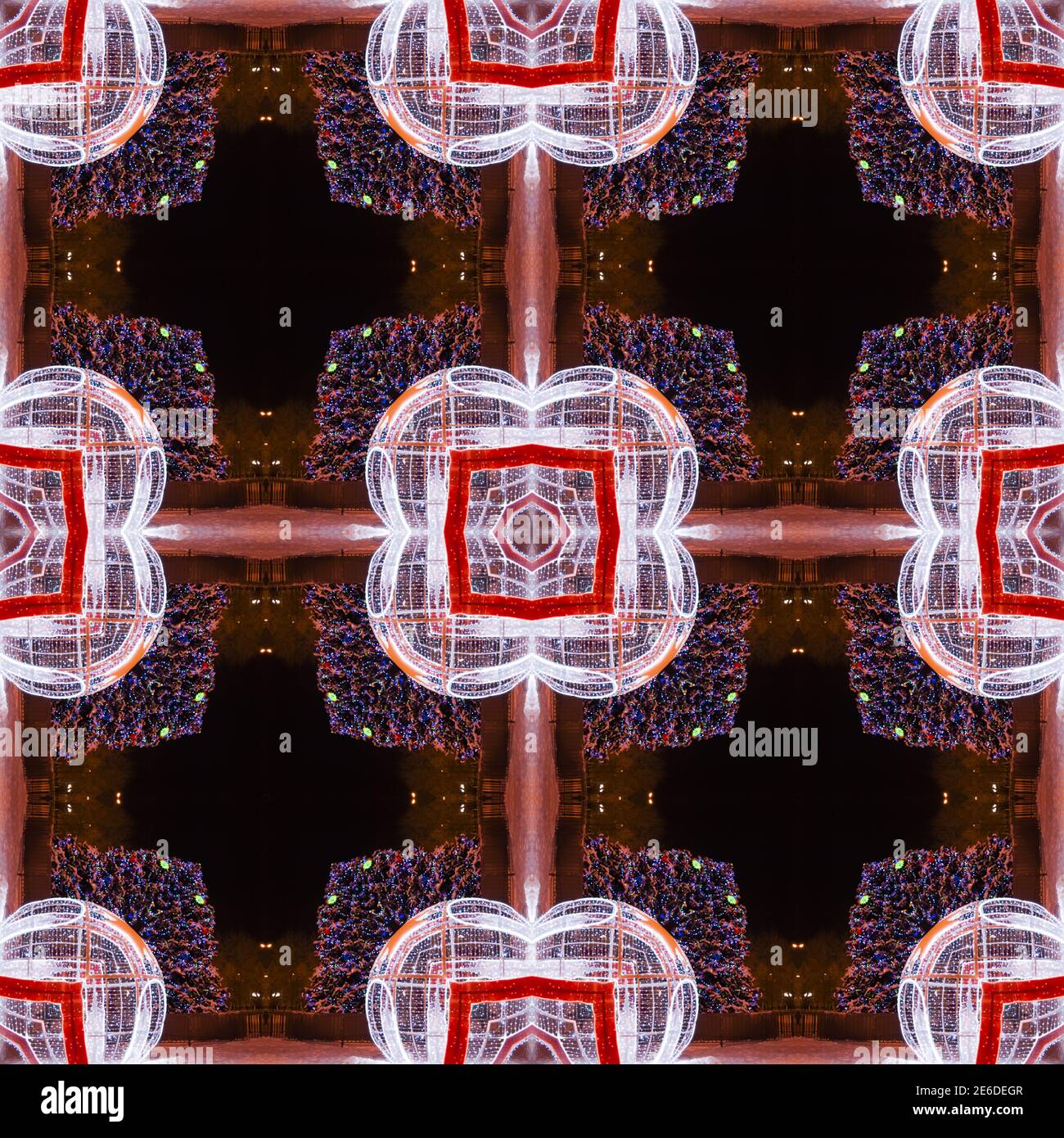 Abstract contrasting bright pattern - square, tiles, kaleidoscope - lights of the night city. Background for blog or website, textiles, packaging Stock Photo