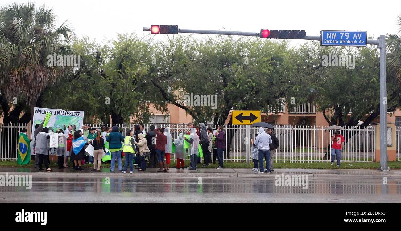 Walmart workers and their supporters in Miami protest during ...