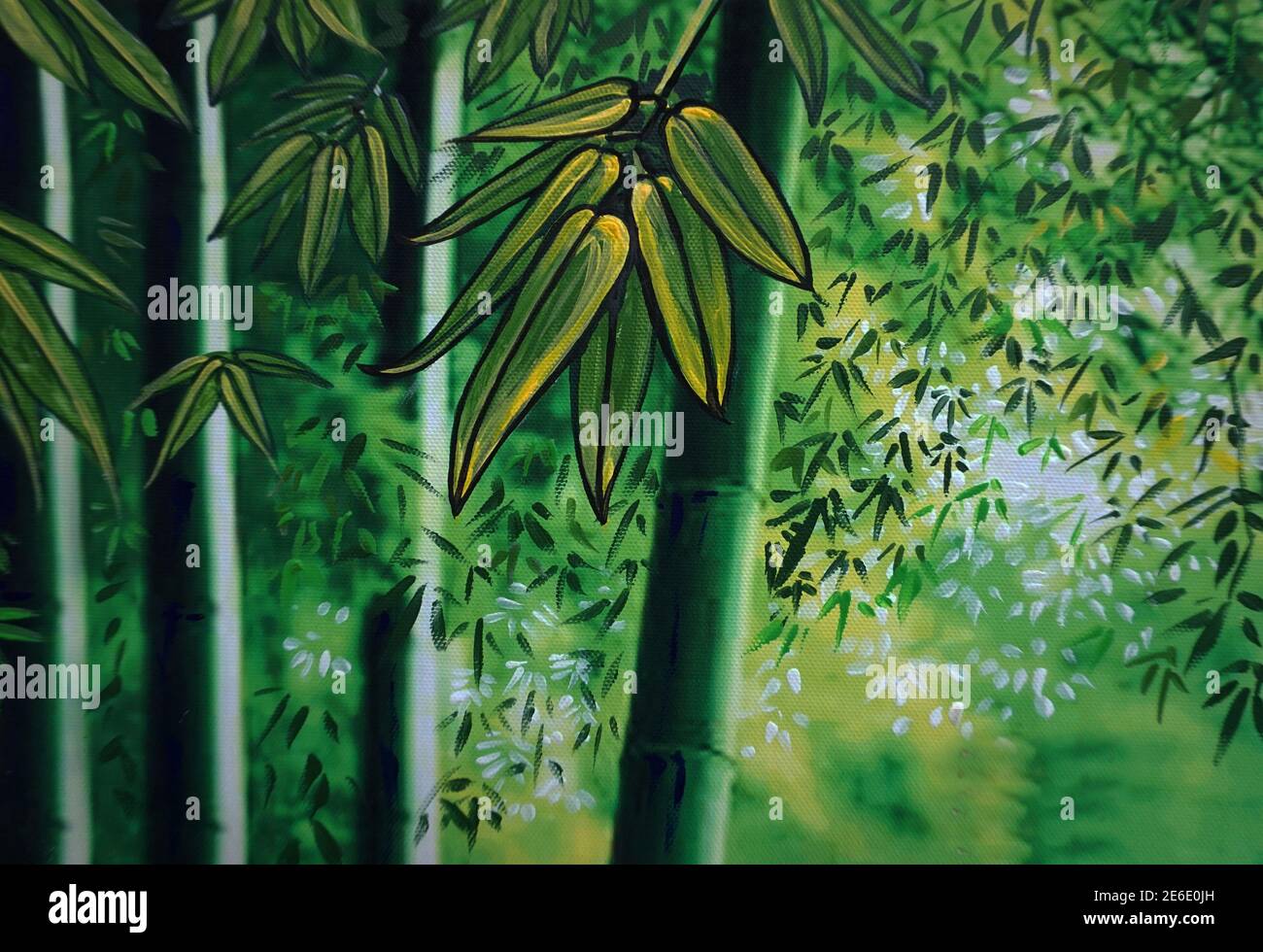 Art Oil painting Fine art color Sacred bamboo grove Stock Photo