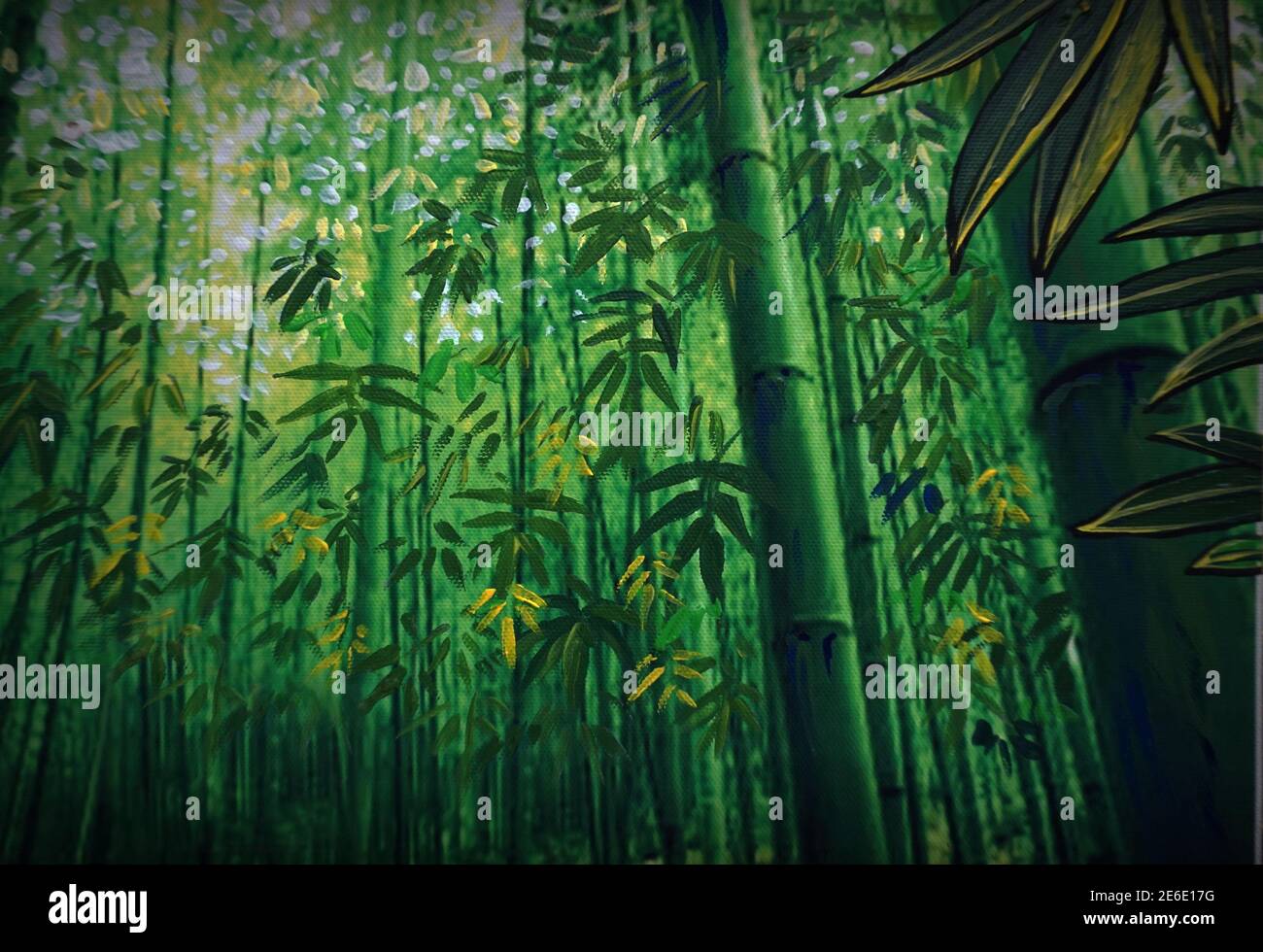 Art Oil painting Fine art color Sacred bamboo grove Stock Photo