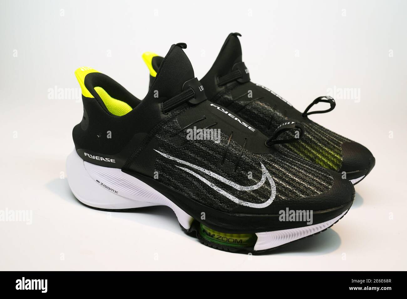 Detailed view of Nike Air Zoom Tempo NEXT% FlyEase running shoes on  Thursday, Jan. 28, 2021.(Kirby Lee via AP Stock Photo - Alamy