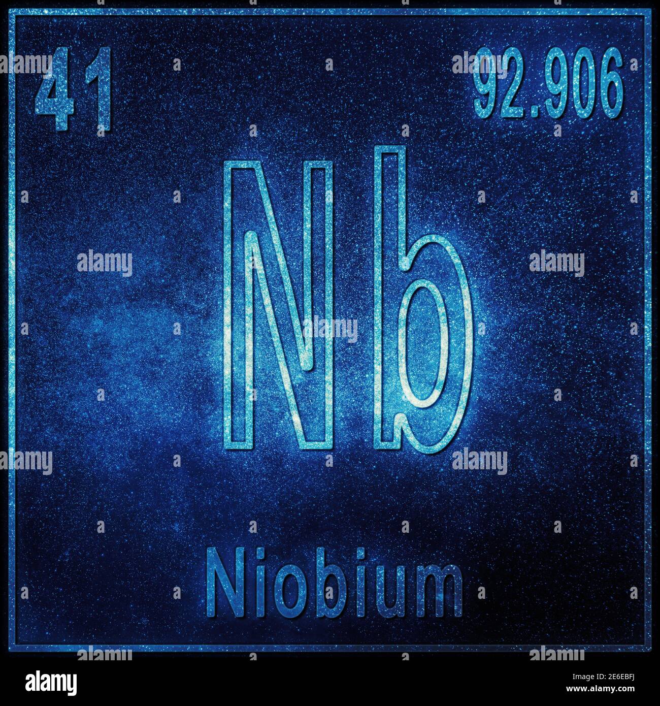 Niobium chemical element, Sign with atomic number and atomic weight, Periodic Table Element Stock Photo