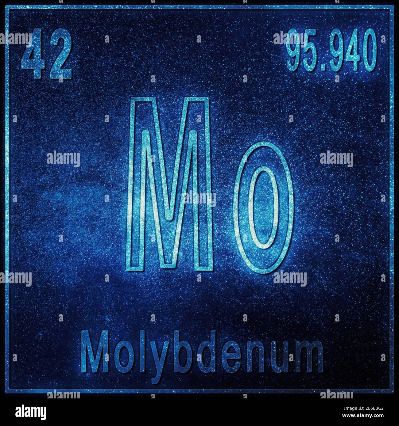 Molybdenum chemical element, Sign with atomic number and atomic weight, Periodic Table Element Stock Photo