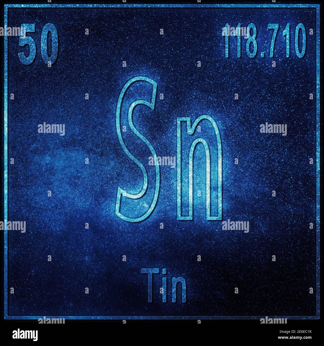 Tin chemical element, Sign with atomic number and atomic weight