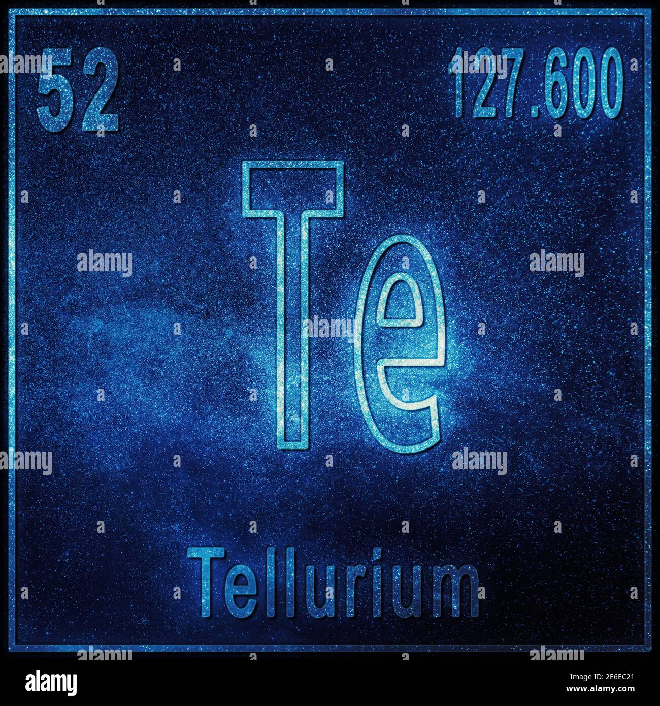 Tellurium chemical element, Sign with atomic number and atomic weight