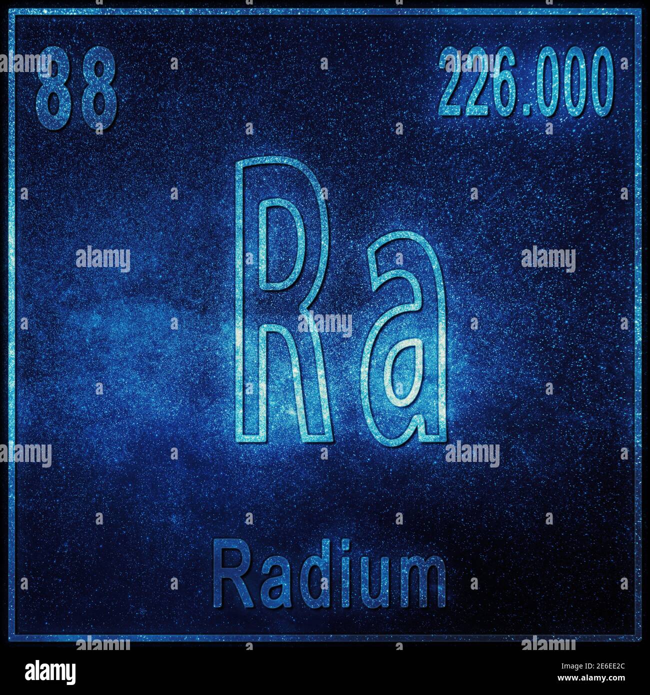 Radium chemical element, Sign with atomic number and atomic weight