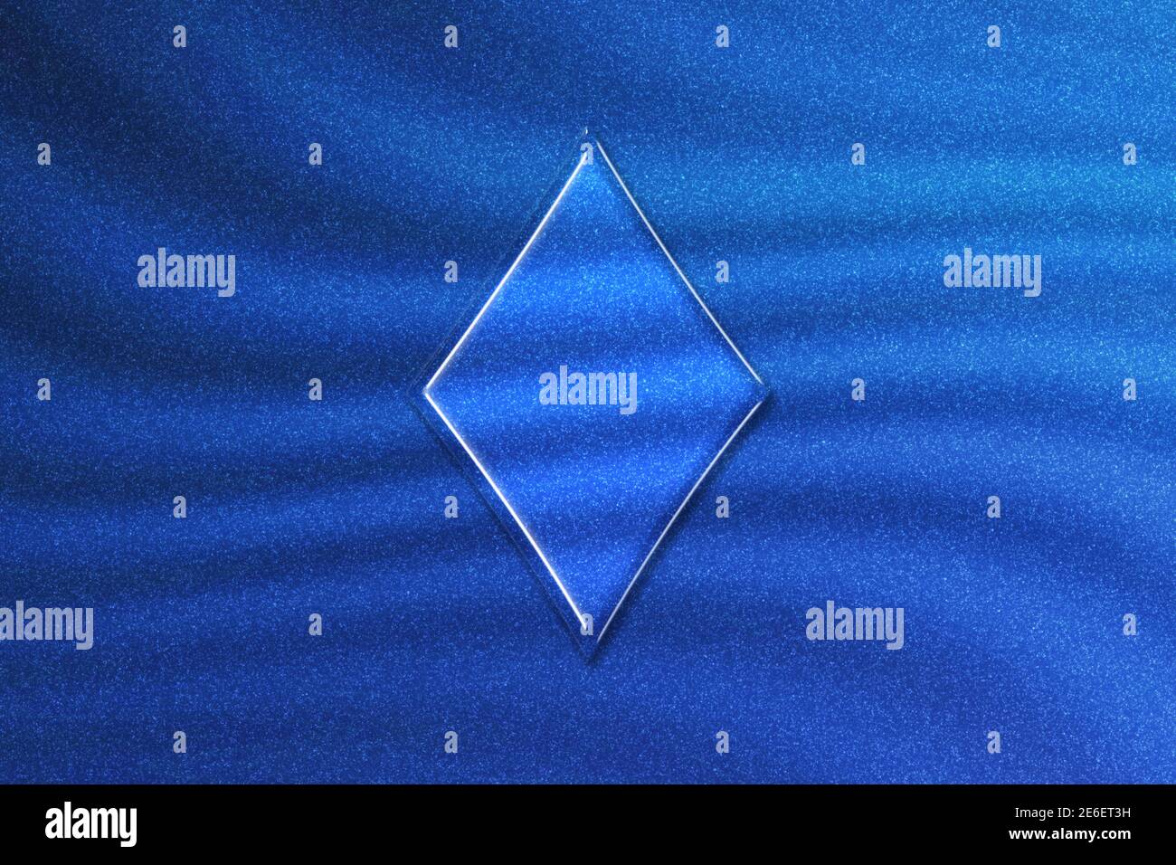 Diamond card symbol, playing cards symbol, blue glitter background