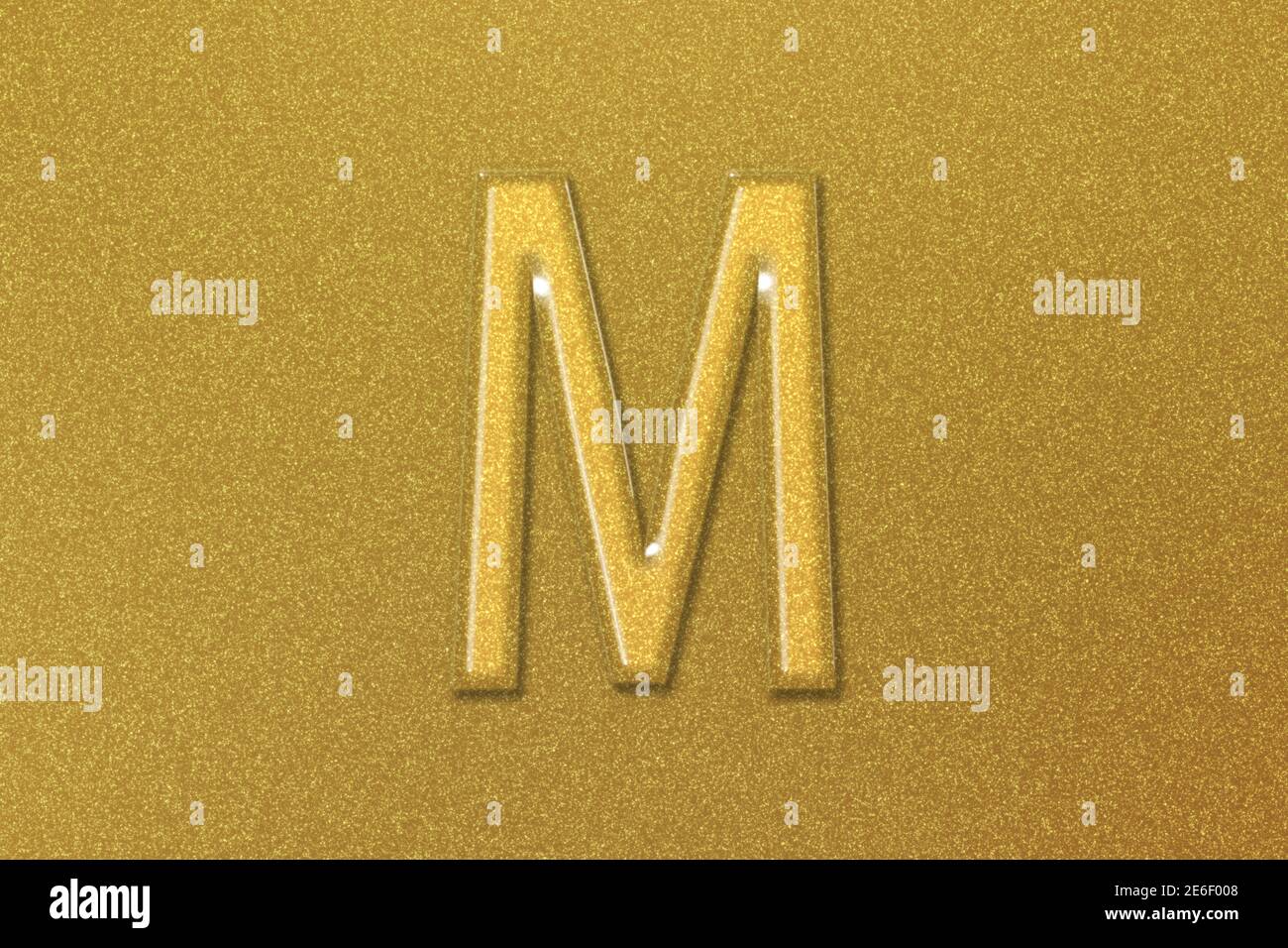 Mu sign. Mu letter, Greek alphabet Symbol, gold background Stock Photo