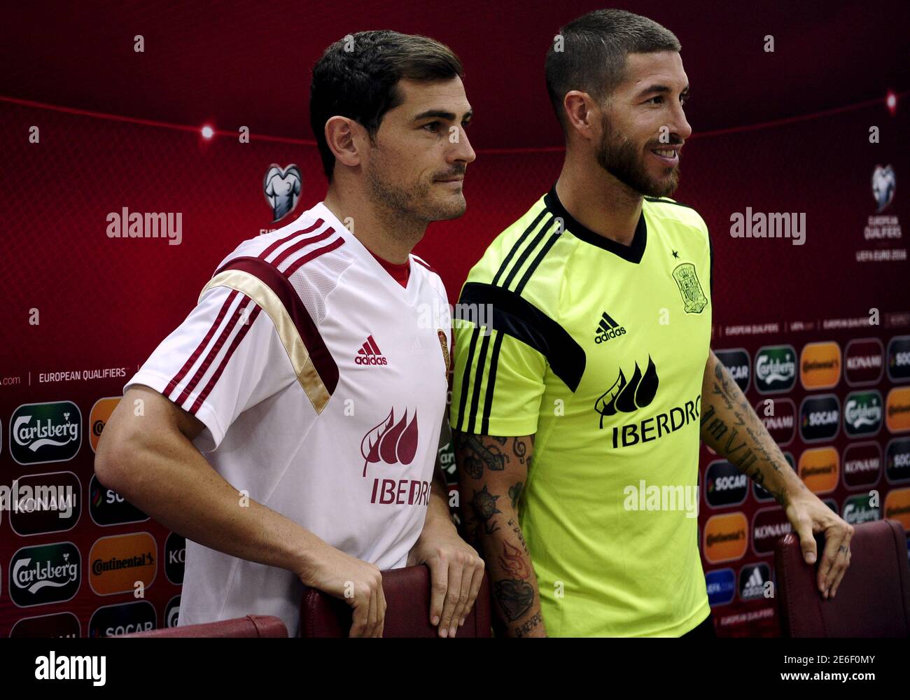 Spain S Iker Casillas L And Sergio Ramos Attend A News Conference In Skopje Macedonia September 7