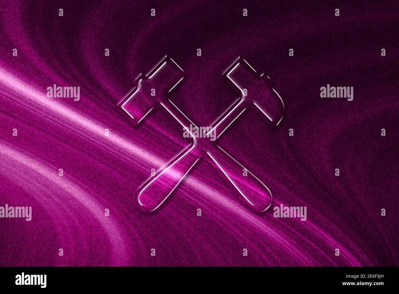 Hammer and pick Symbol, Mining Sign, magenta background Stock Photo Alamy