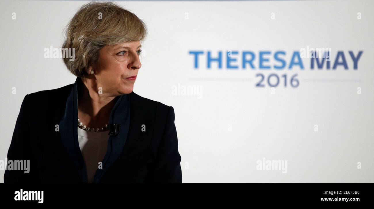 Britain's Home Secretary Theresa May speaks during her Conservative party  leadership campaign at the Institute of Engineering and Technology in  Birmingham, England, Britain July 11, 2016. REUTERS/Andrew Yates TPX IMAGES  OF THE