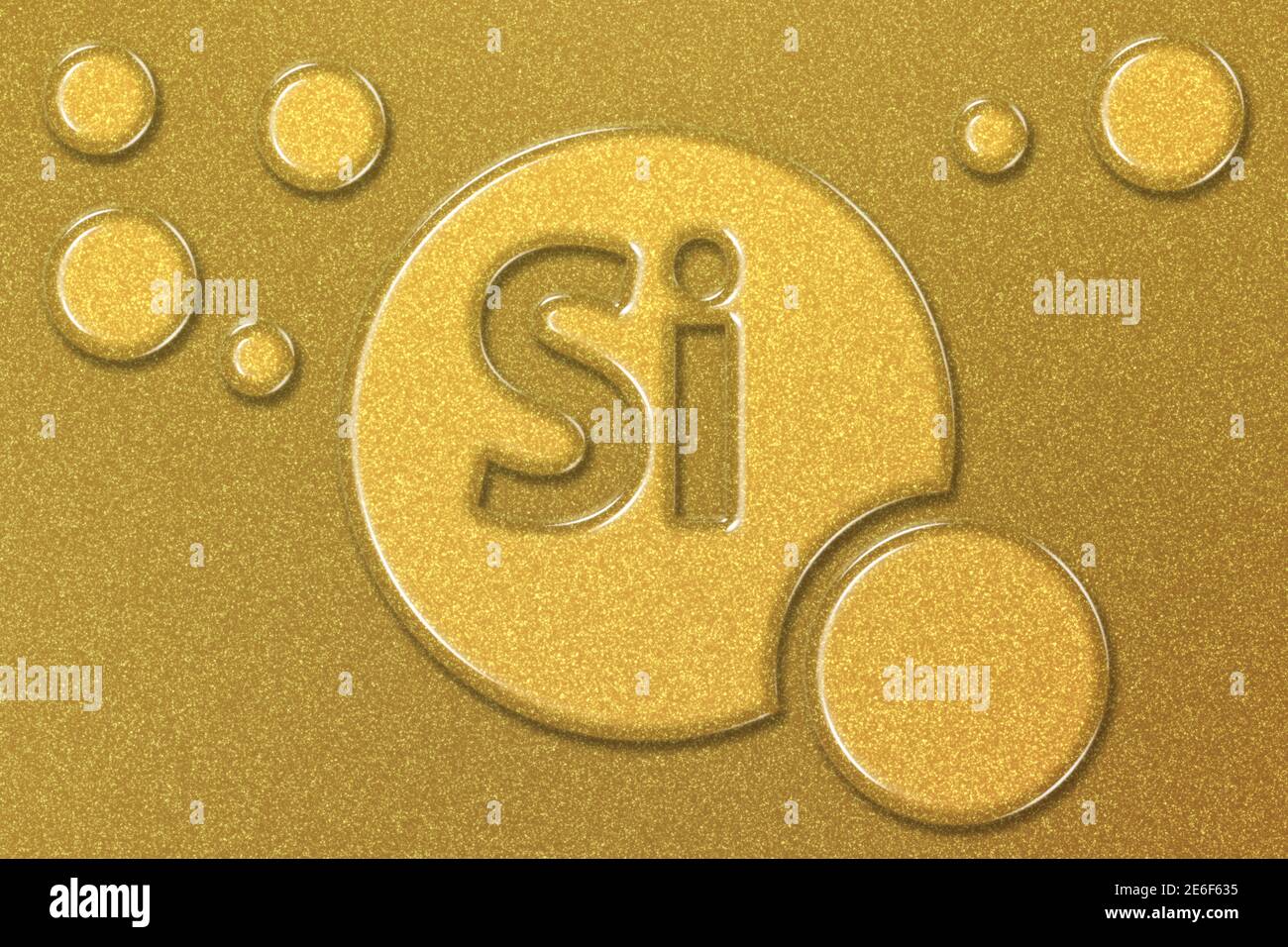 Element Si Silicon, Mineral Vitamin complex dietary supplement, gold background Stock Photo Alamy