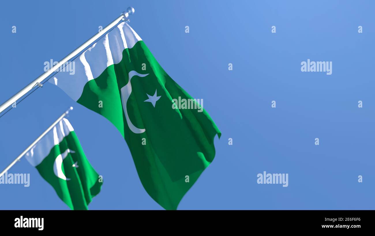 3D rendering of the national flag of Pakistan waving in the wind Stock ...