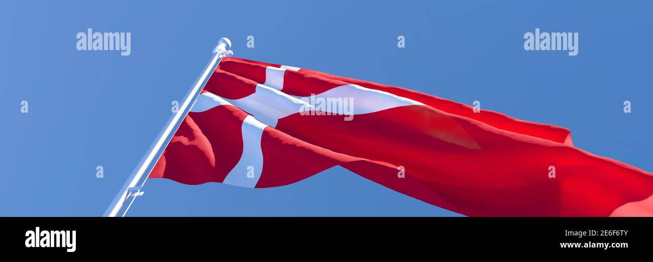 3D rendering of the national flag of Denmark waving in the wind Stock Photo