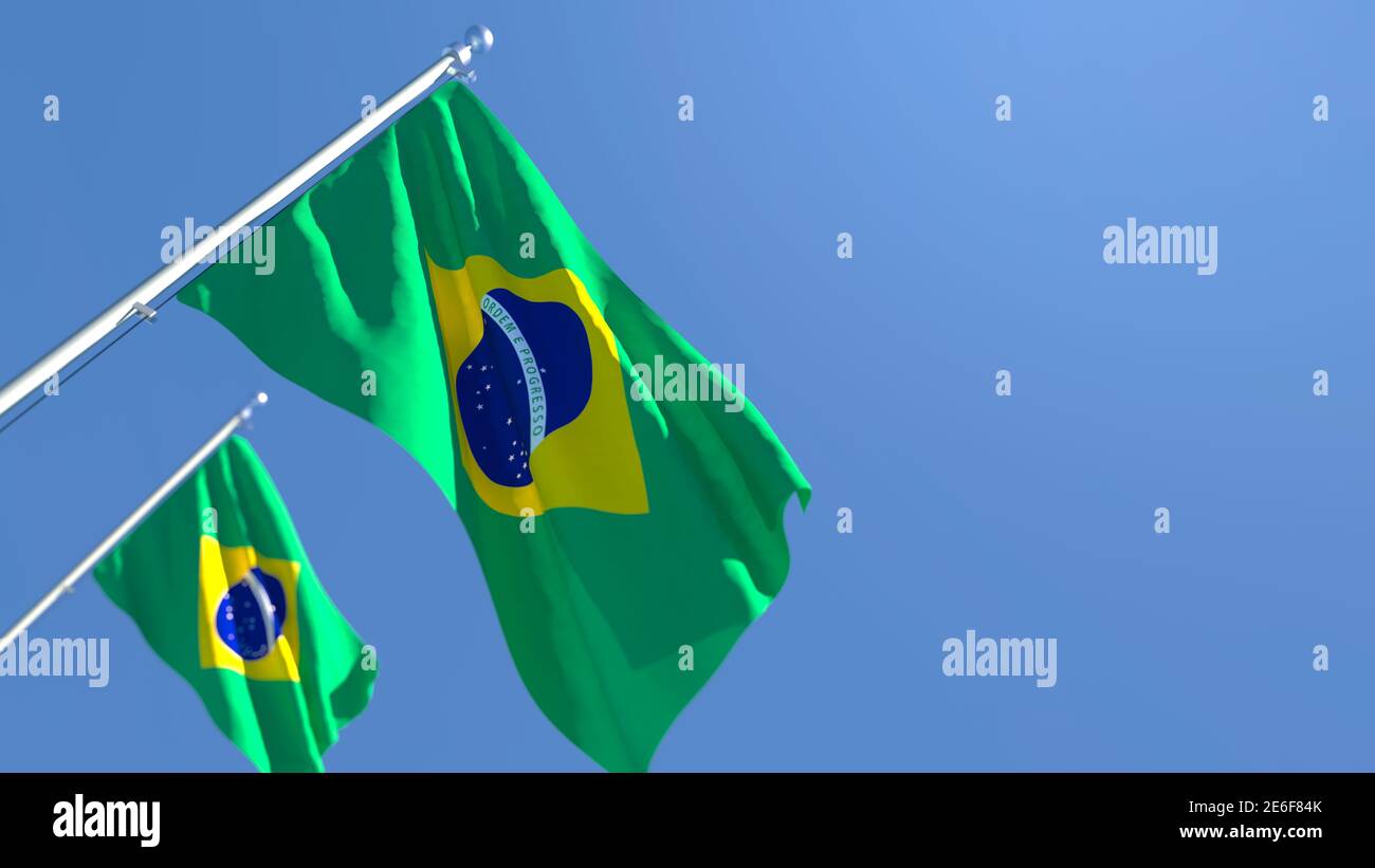 3D rendering of the national flag of Brazil waving in the wind Stock ...