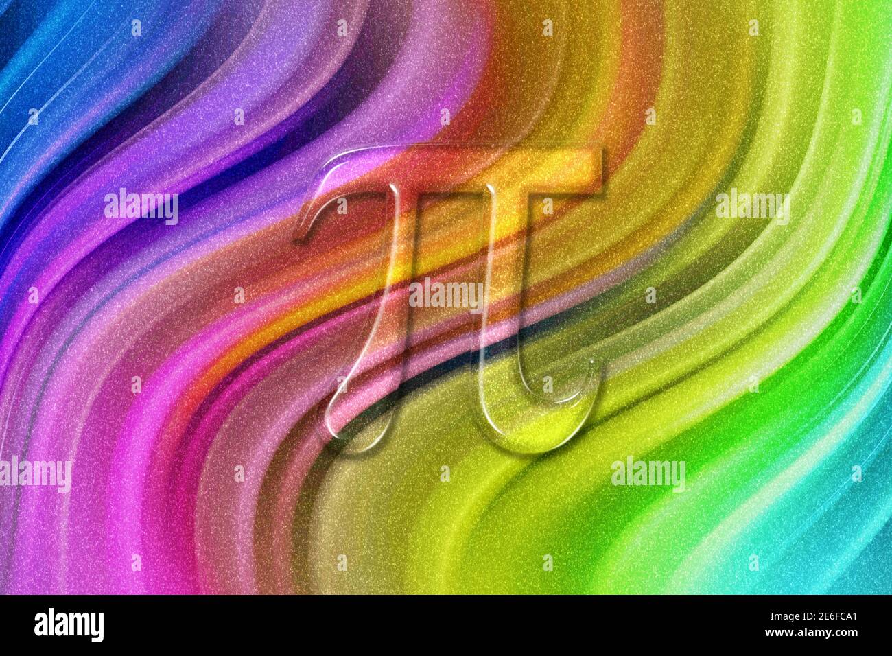 Pi mathematical constant, Greek letter Pi 3.14, Pi Symbol, rainbow glitter background Stock