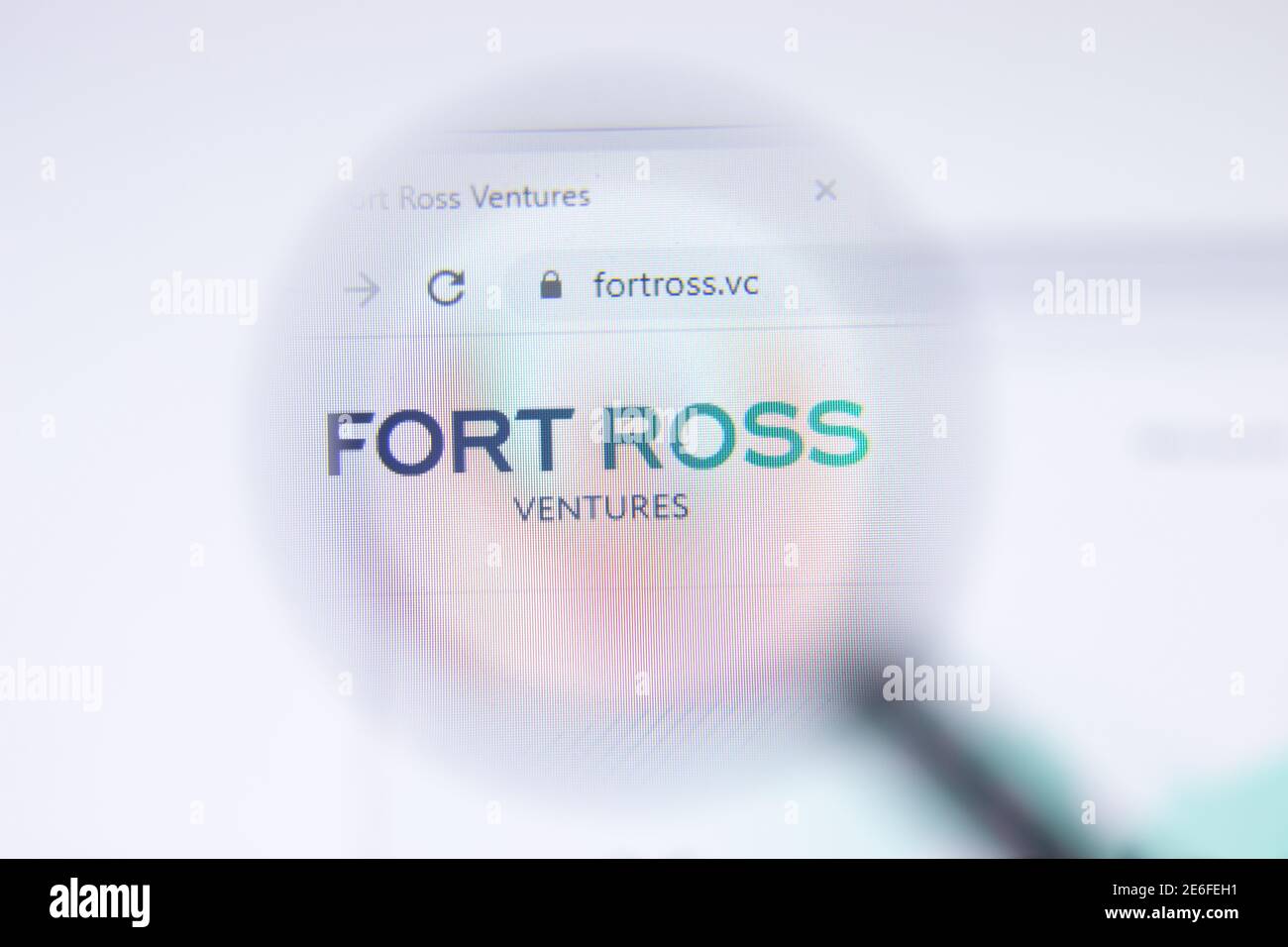 Saint Petersburg, Russia - 28 January 2021: Fort Ross Ventures website page with logo close-up, Illustrative Editorial Stock Photo