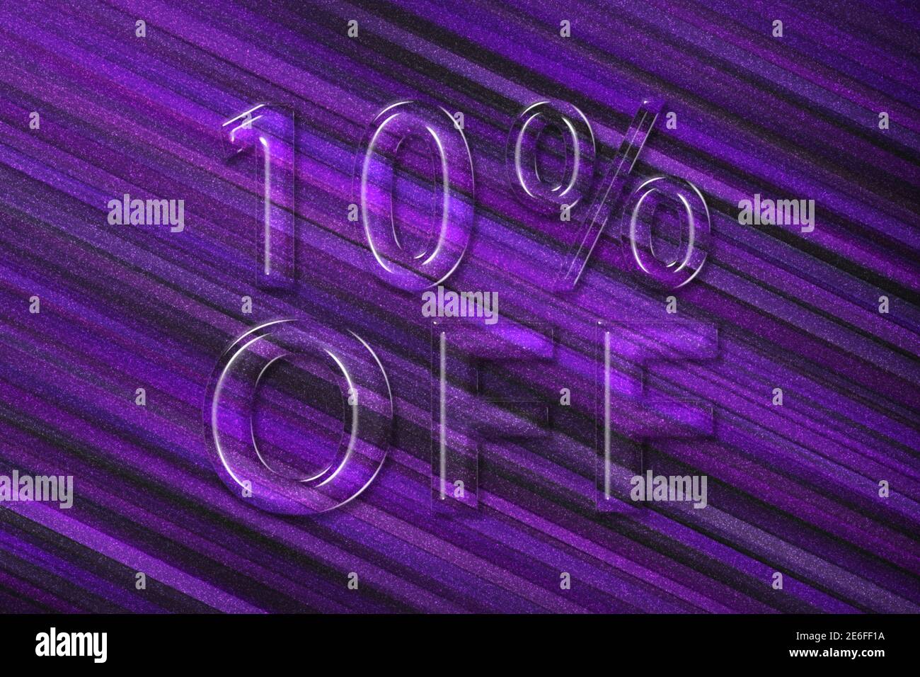 Sale and discount Price off tag, label or badge, 10 percent sale, violet background Stock Photo
