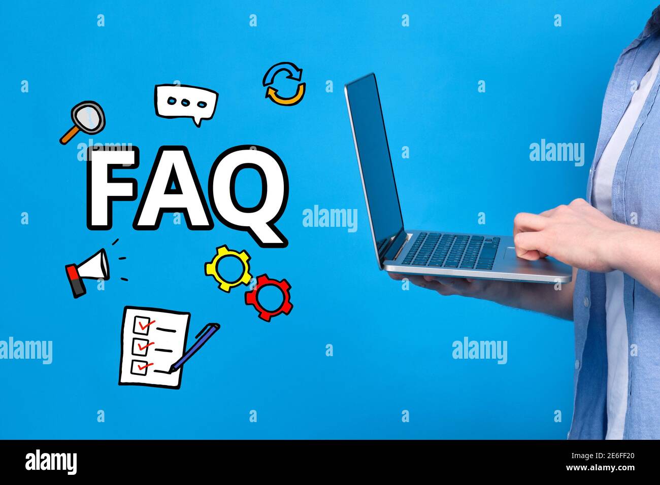 Concept FAQ on the main issues on the topic of programming. Stock Photo