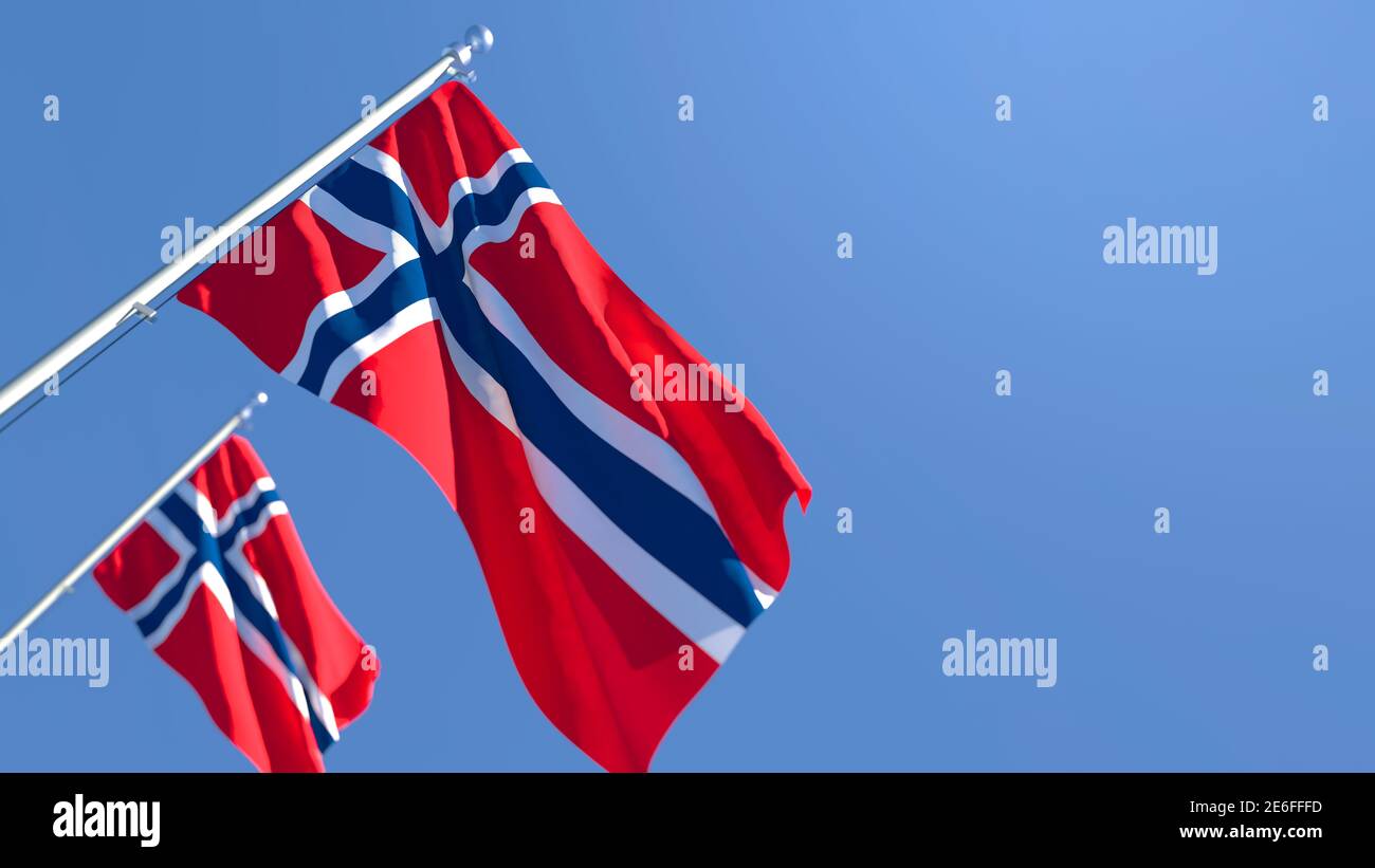 3D rendering of the national flag of Norway waving in the wind Stock ...
