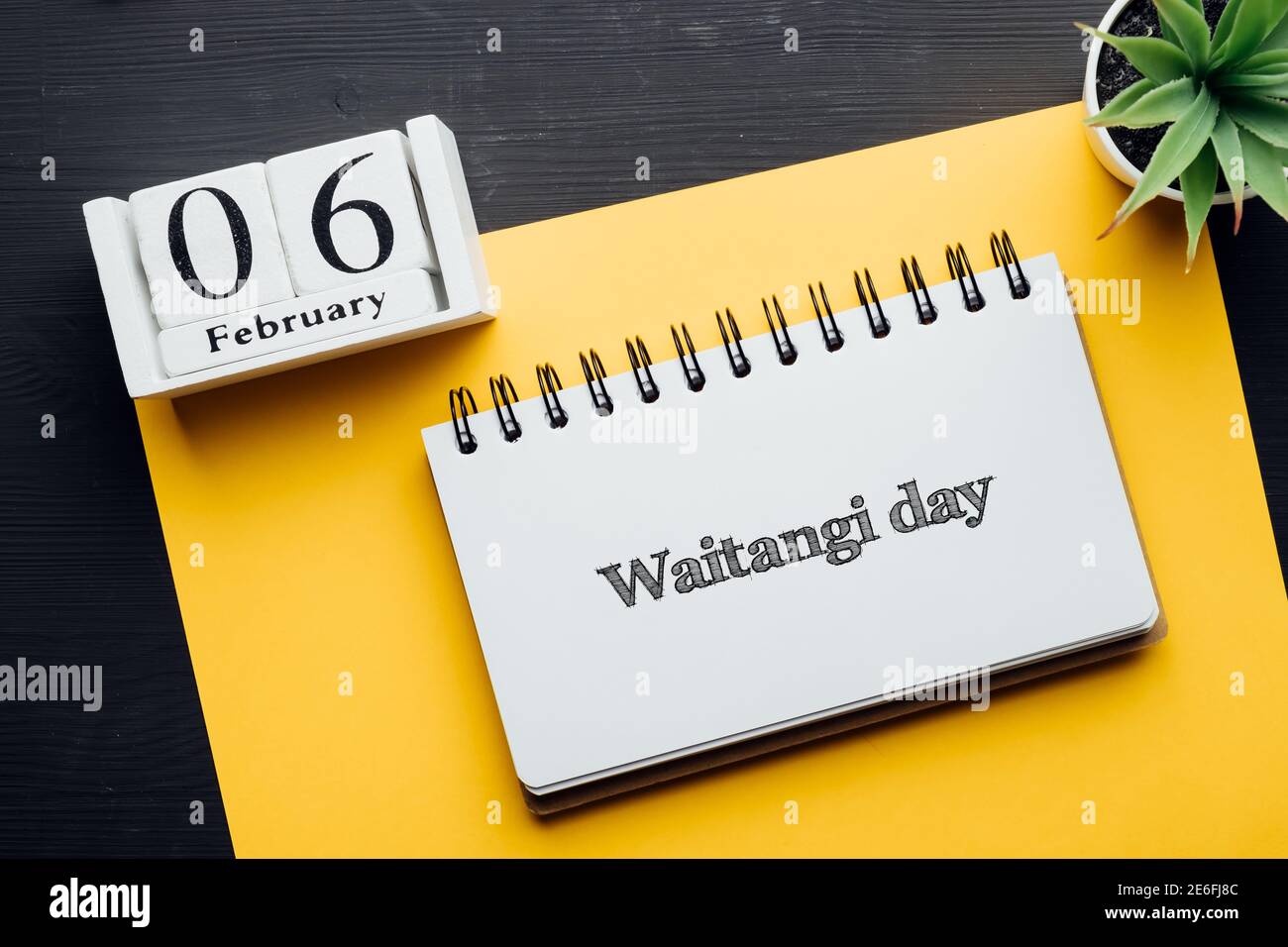 New zealand holiday Waitangi day of winter month calendar february. Stock Photo