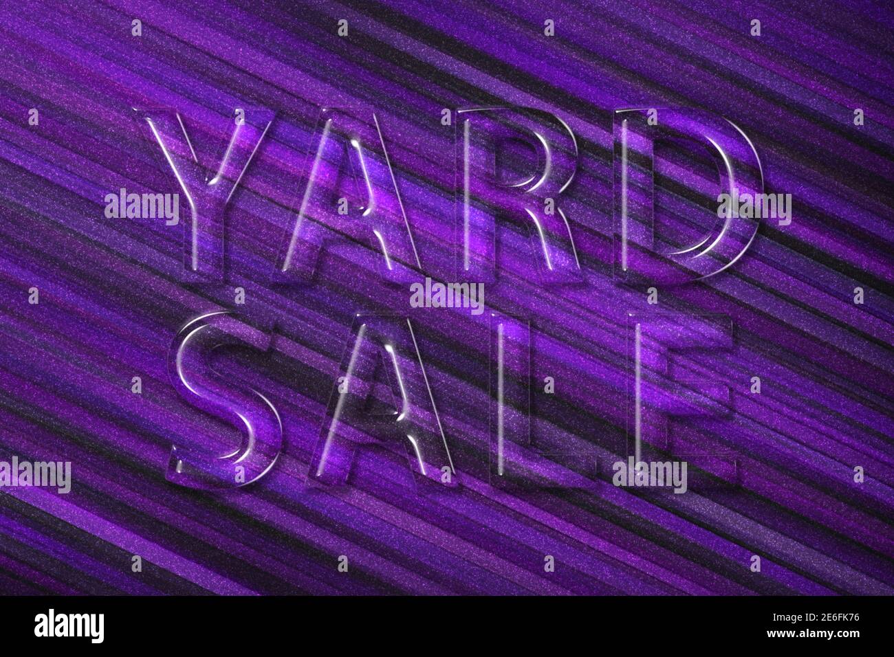 Yard sale sign, Yard Sale Text, violet background Stock Photo Alamy
