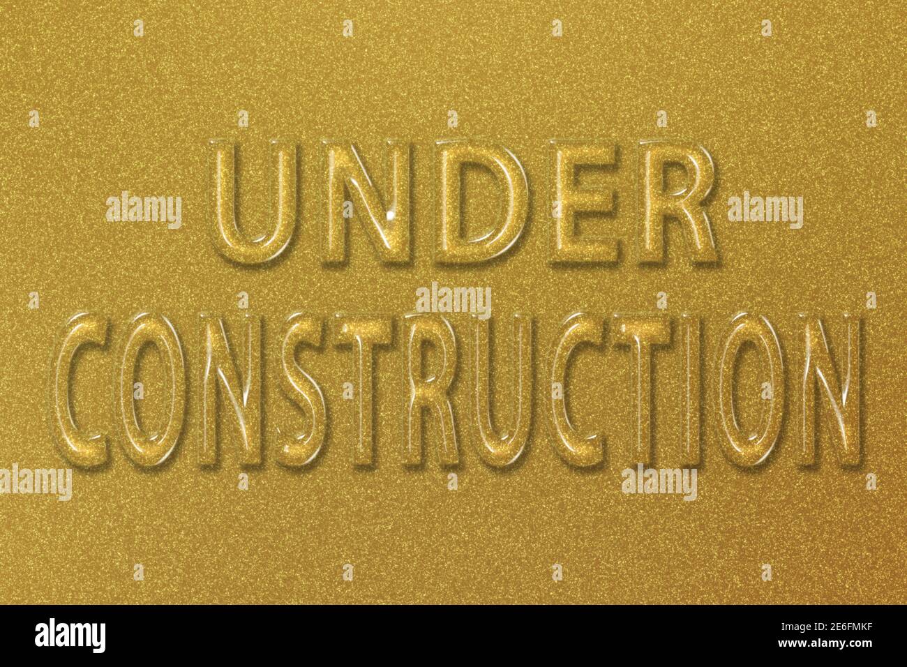 Under construction design, website development concept Under construction, gold background Stock Photo