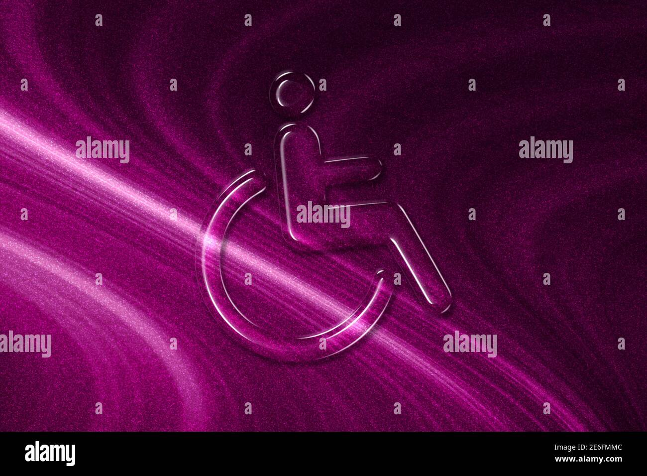 Wheelchair sign, Disabled symbol, Disabled Handicap, magenta background Stock Photo
