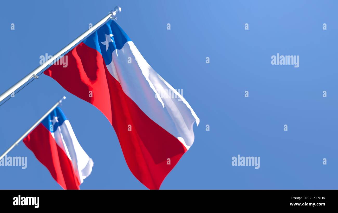3D rendering of the national flag of Chile waving in the wind Stock ...
